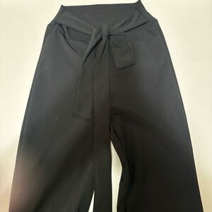 Black wide leg pants with tie waist